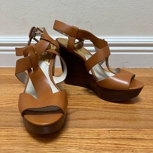 Michael Kors brown wedge sandals - size 8